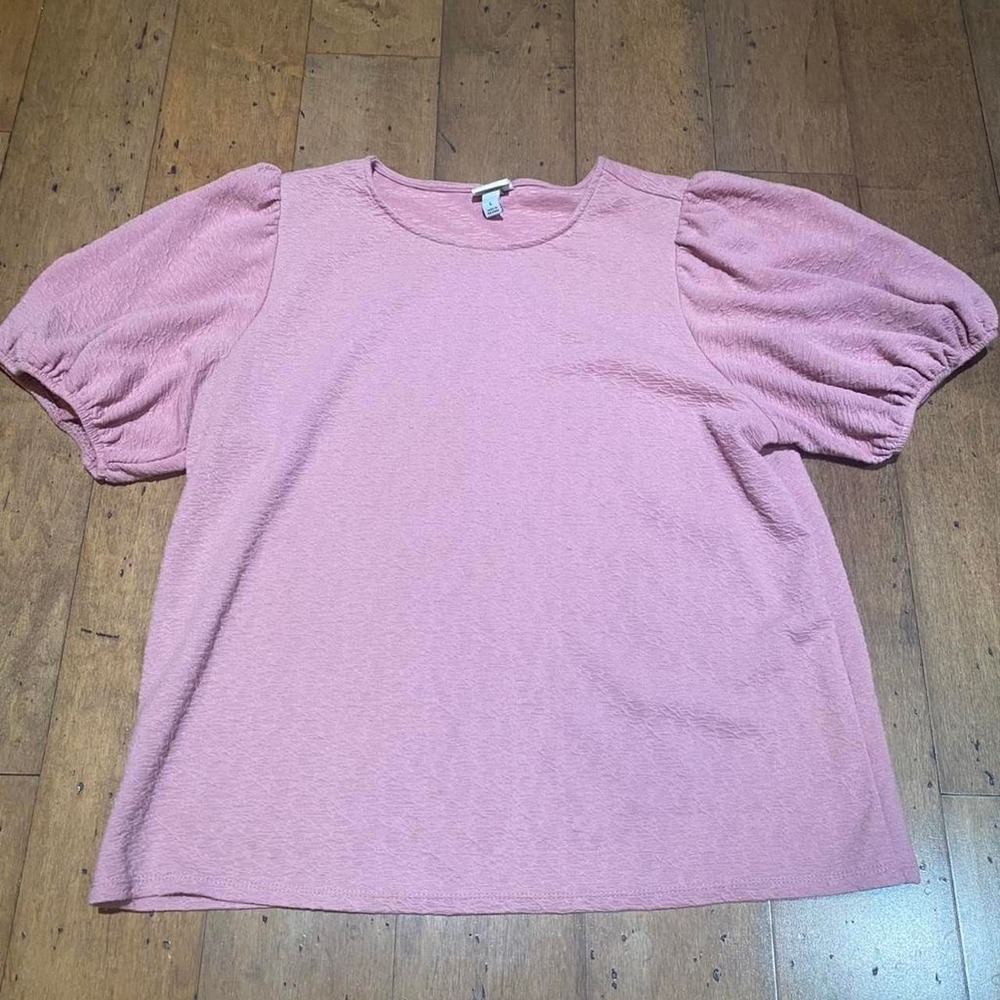 Pink A New Day oversized top with puffy sleeves Size L